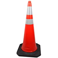 Cono de señalización y balizamiento con cinta reflectora 100cm de altura-base caucho